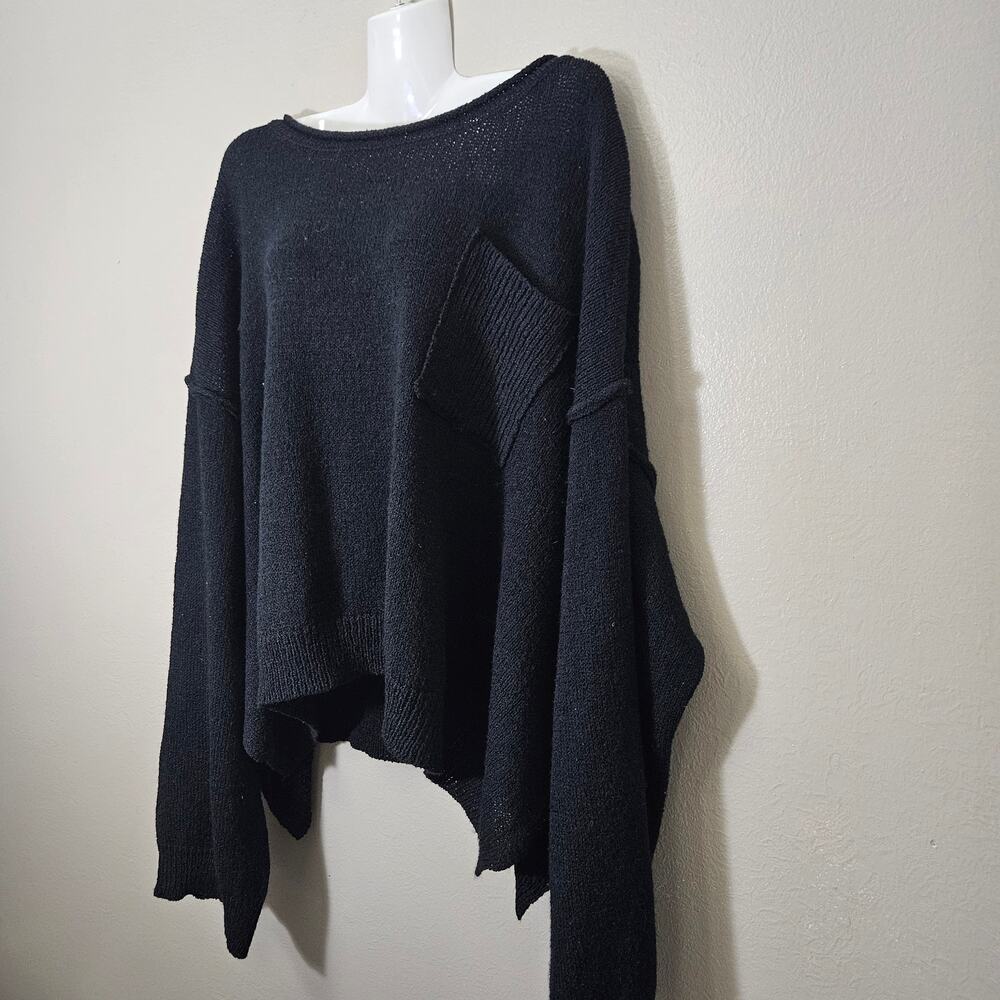 Adora Black Oversized Slouchy Knit Sweater S/M Minimalist Cozy Neutral Goth Boho
